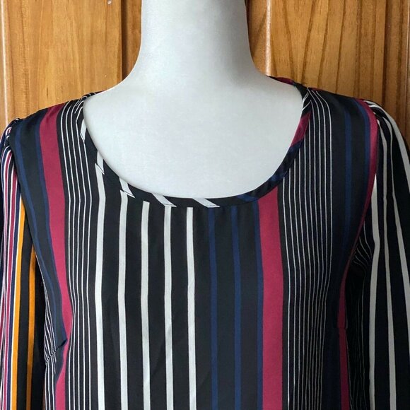 Ezra Womens Striped 3/4 Sleeve Blouse-Black/Multicolor-Size Small-GUC - Picture 2 of 5